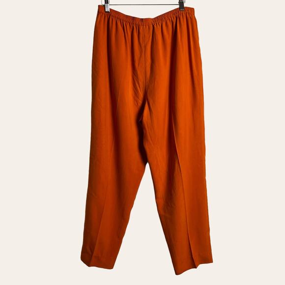 Real Clothes Saks Fifth Avenue Orange Silk Wide Leg Pants Size L - Picture 6 of 7